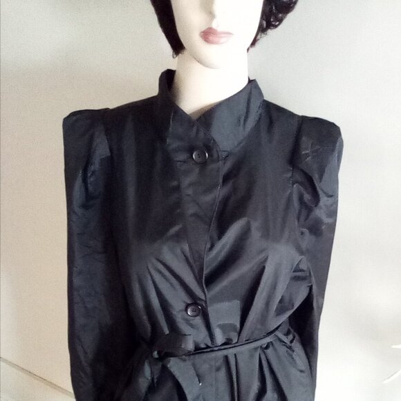 VTG Weather Wise Trench Coat With Matching Belt By Betsey B Puff Shoulders Sz S - Picture 10 of 11